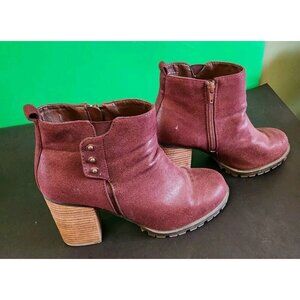 Call It Spring Boots Womens 10Adeliza Zip Ankle Bootie Purple Faux Leather Heels